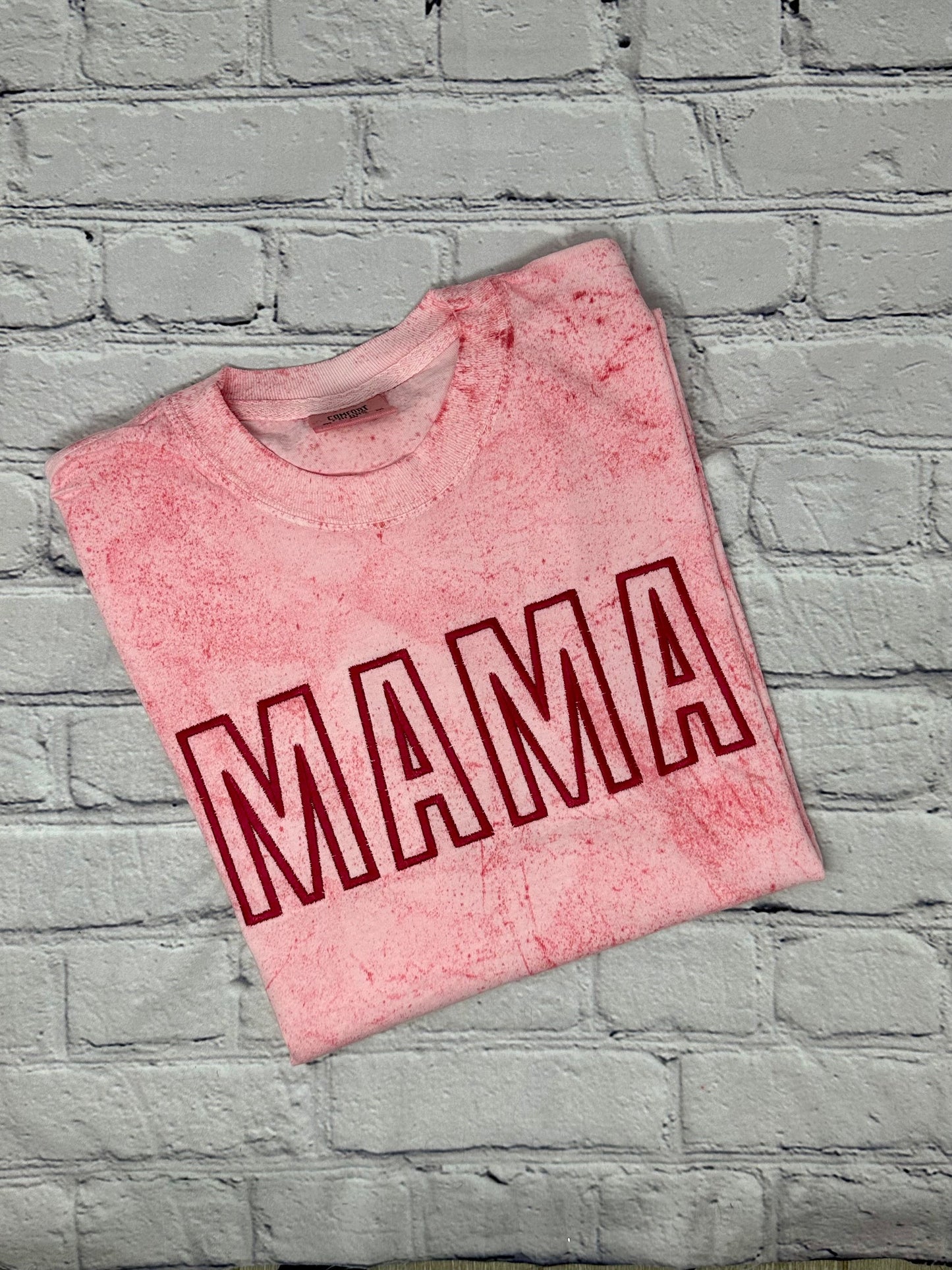 Embroidered Mama Comfort Color Tshirt (Pink-Rose)