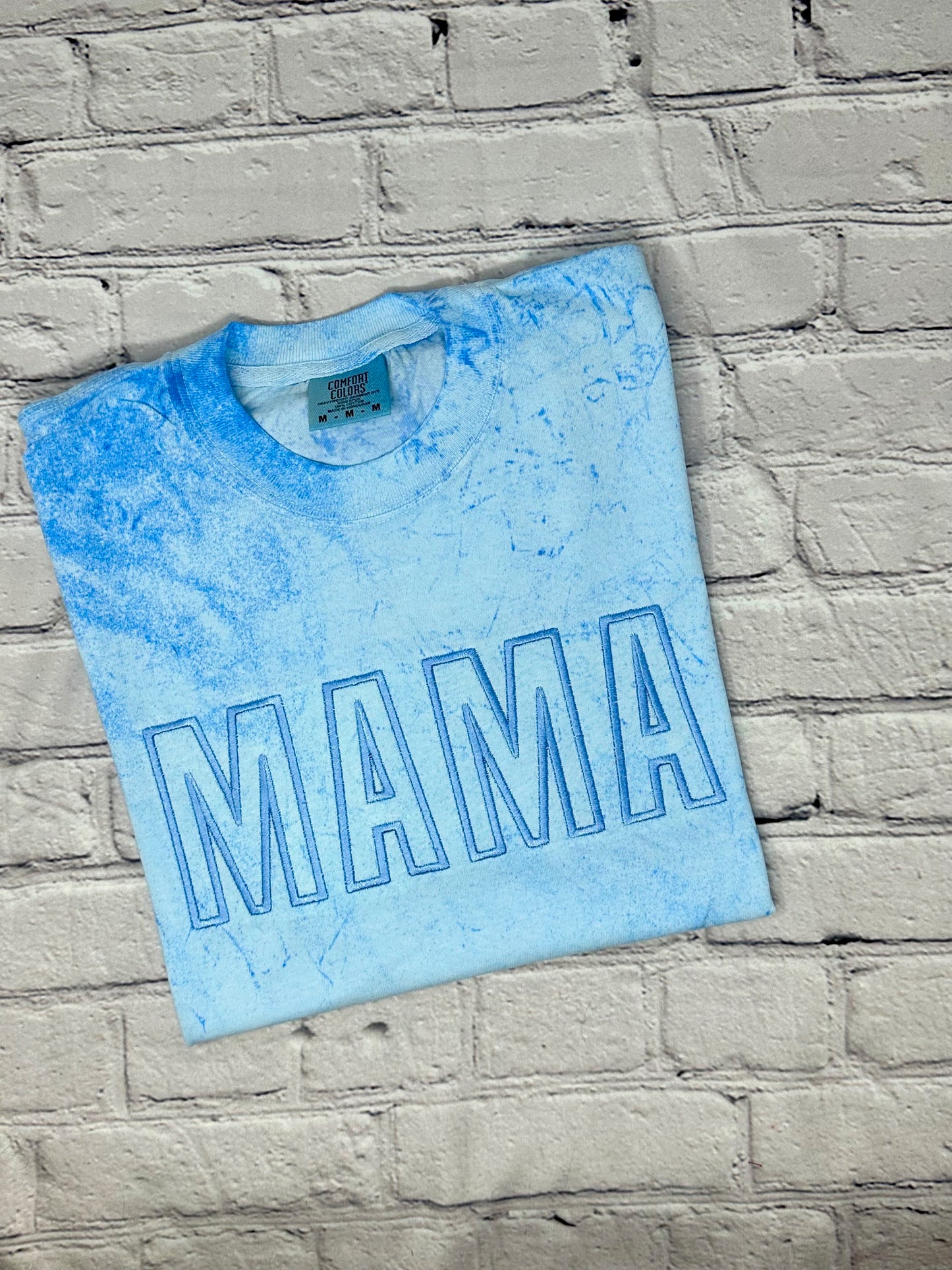 Embroidered Mama Comfort Color Tshirt (Blue)