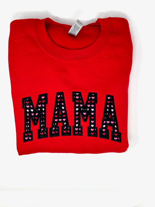 Embroidered Mama  Crewneck Sweatshirt